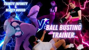 Ballbusting Trainer with Trinity Infinity and Beasty Busted- CBT COCK AND BALL TORMENT BALL BUSTING BALL KICKING BALL PUNCHING BOXING GLOVES LEGGINGS GYM TRAINER FANTASY GYM SHOES FEMDOM FEMALE DOMINANTION FEMALE SUPREMACY FITNESS FETISH CFNM