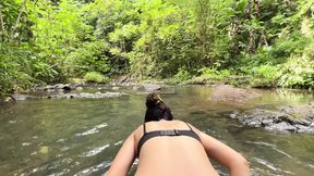 Filthy Filipina gets down and dirty on a forest floor