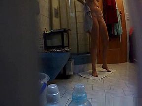 Filming my wife's sensual friend taking a shower in secret