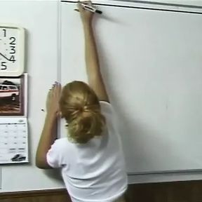 Blond Student Gets Her Hairy Pussy Fucked By The Teacher