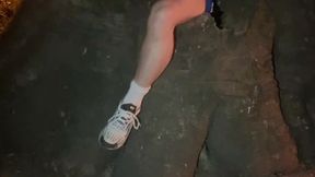 amateur s. boy s dick and smooth balls exposed as he was resting in a park