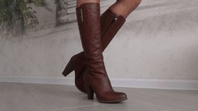 Brown leather boots aa