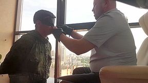 Russian Cop Dominates Military Boy - Very Hard Leather Gloved Slaps And Spitting