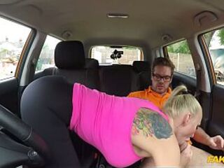 I creampie a sexy blond from Eastern Europe and this babe had banging giant knockers likewise that babe loved ramrod jock - Fake Driving School