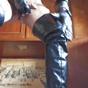 Touching Myself With Women&#039;s Gloves And Sexy High Boots