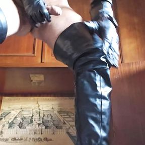 Touching Myself With Women&#039;s Gloves And Sexy High Boots