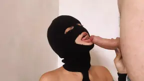 Sloppy Blowjob in Mask - Lots of Cum on Face