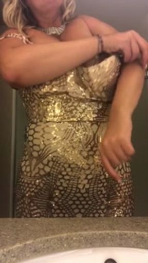 Part 1. Watch me cum in secret in my bridesmaid dress (no bra or panties)