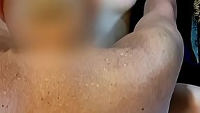 Submissive bound slut made to cum then gives rimjob until her Dom cums on her tits