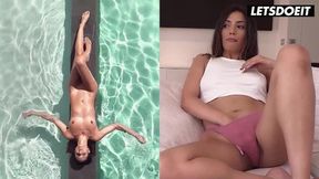 Best Friends Carolina Abril and Penelope Cross Sizzle in Lesbian Passion by the Pool - A Girl Knows