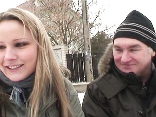 Old pervert screws his granddaughter outside in winter