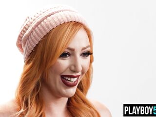 Overweight redhead aged podcast interview and hirsute twat fingering