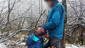 Public Blowjob And Cum Swallow Near The Mountain River