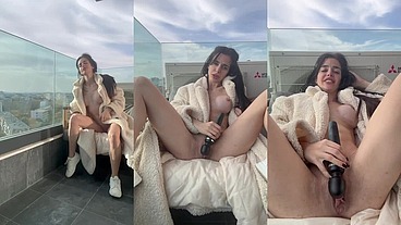 Balcony smoking till orgasm