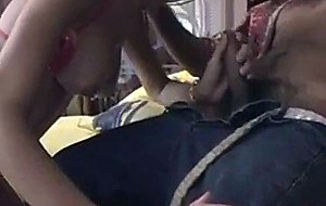 Sexy blonde pleasing a guy