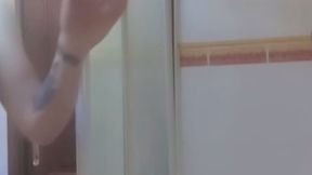 spying a trans girl while she's having a hot show