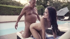 Petite russian teen's perfect blowjob & sexy fuck by thick old man