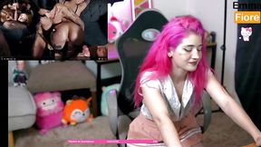 Streamer gets Horny during stream and start watching Porn - Emma Fiore