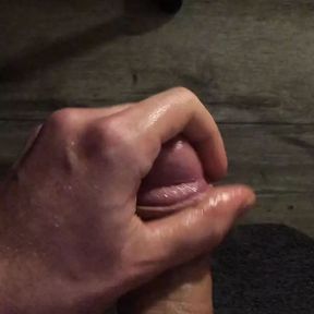 Jerking, Polishing the Tip, and Cumming in Hand. Smeared the Cum on the Cock Head