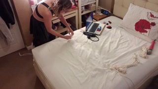 Solo Self Rope Bondage and Doxy Magic Wand Orgasm