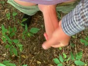 Twink jerks faster and slower , faster and slower ... then cums outdoor