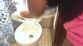 Teenie goes for a Ride on Giantess Toilet Brush 1080