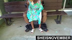 Scary Outdoors POV Blowjob By Big Butt Young Busty Black Geek Sheisnovember Give Horny Old Man Risky Oral Sex In The Road, Booty And Asshole Spread Lifted, Anus Winking While Crawling On Ground With Curvy Brown Hips Exposed By Msnovember