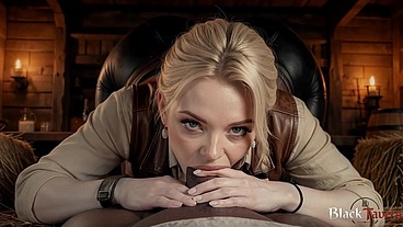 fucked a hot blonde working here in the stable [AI]