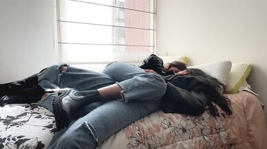 The two friends fuck in leather jackets