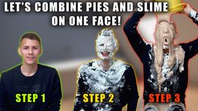 Let's combine pies and slime on one face! messy boy