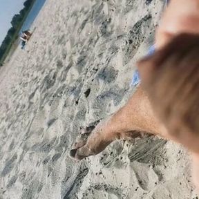 Flashing My cock on the beach and mastrubation