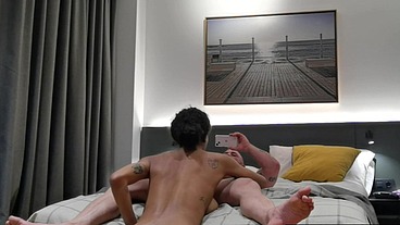 Brunette sucks my cock and I cum inside her pussy in Doggystyle