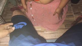 Sweet 18 amateur OLDER WOMAN receives cock under the table