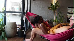 Ebony milf fucking in a hammock for the first time make me cum to quickly