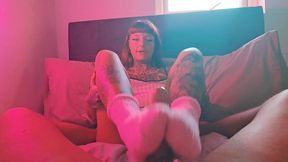 Pink Fluffy Sockjob JOI Huge Cumshot