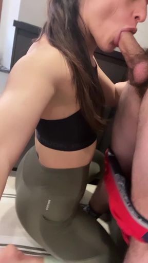 After the gym the best post workout is a good deep blowjob GiGiMoon sucks her bf&#039;s cock very tasty in the kitchen at hom