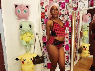 Thick black gamer hotty LADYKAIYO shaking her cool butt in a cute 2-piece