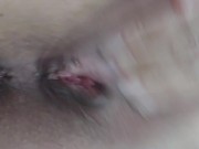 Extreme close-up pussy squirting orgasm