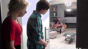 ”Handsome Olivier Bam with his Girlfriend watches a taboo threeway sex in the living roo”