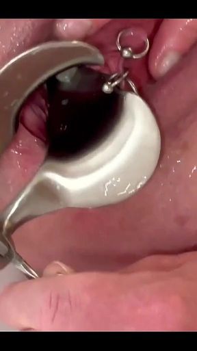 Strong Stream Pee From My Spread Out Pussy by Speculum