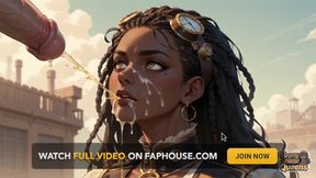 Ebony Queen Seduces with Desert Oral, Steampunk Sex.