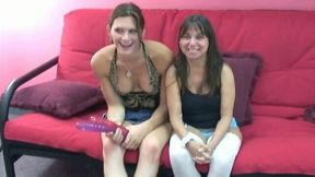 Filthy duet of nasty lesbo milfies fool around playing with dildo