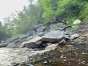 Getting facial while cruising at public swimming hole