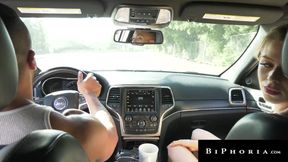 BIPHORIA - Hot Couple + Hitchhiker Hunk = Savage Threesome Pound Session