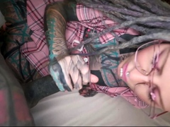 Nerdy Tattoo Teen In Glasses Pov Rough Anal Fuck