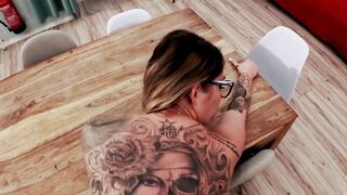 Big Tit Inked German Bombshell with glasses into a pov Date