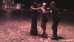 ”Bound babe screwed at night outdoors”