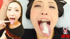 A Tongue, a Lot of Saliva and the Cum in Hana Kanno's Mouth