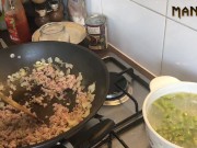 COOKING WITH ME - MEXICAN INSPIRED BREAKFAST - CUM FEET SOCKS SERIES - MANLYFOOT 💦 🦶 🌮 👨‍🍳