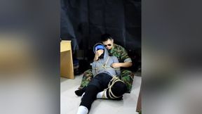 Military man gags boy with his sock